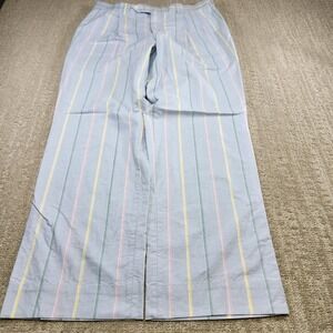 Vintage Oxford Cloth Pants Men 32x30 High Rise Pleated Trouser Vertical Stripe